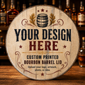 Custom Bourbon Barrel Lid Sign, Your Design Here Barrel Head, Personalized Bar Sign, UV Printed Whiskey Barrel Lid, Man Cave Logo Sign
