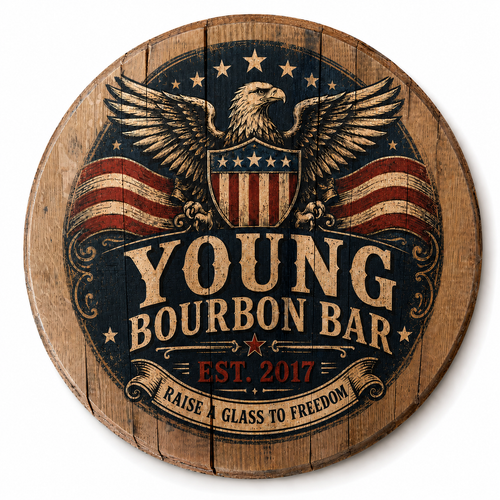 Patriotic Eagle Bourbon Barrel Lid Sign